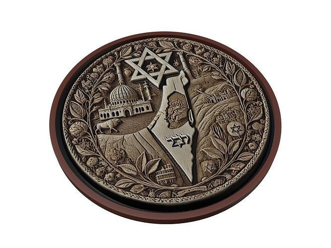 Israel Map Medallion Relief 3D print model