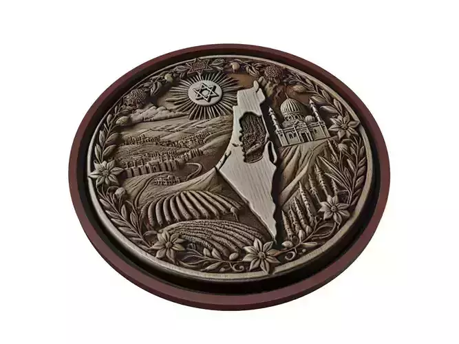 Israel Map Medallion Relief