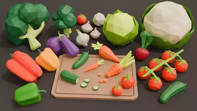 Collection Vegetables Low Poly