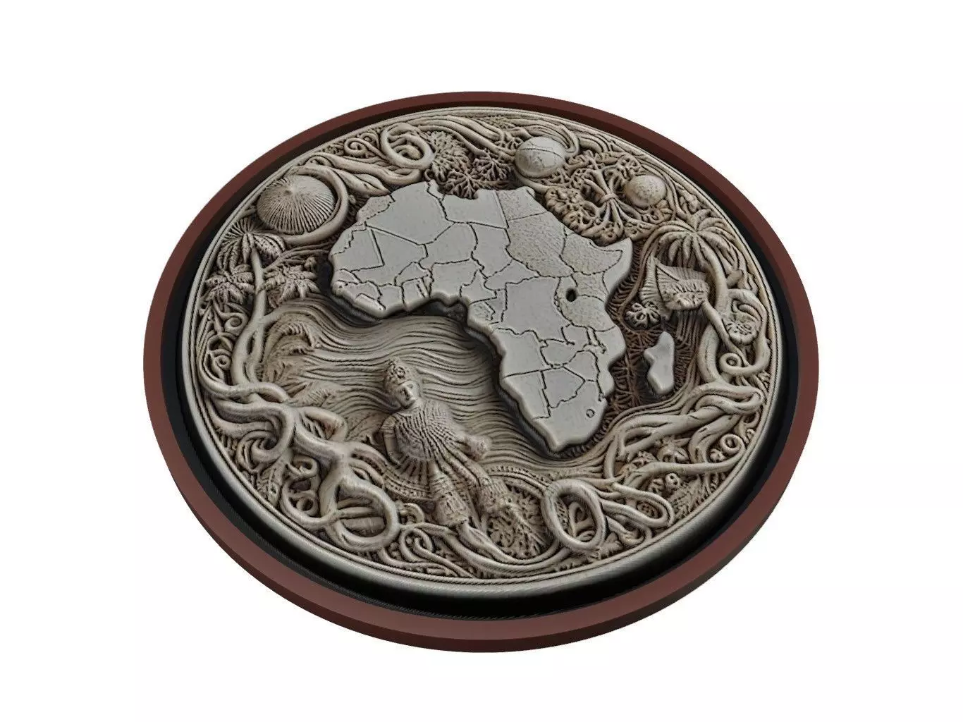 Ivory Coast Map Medallion Relief 3D print model