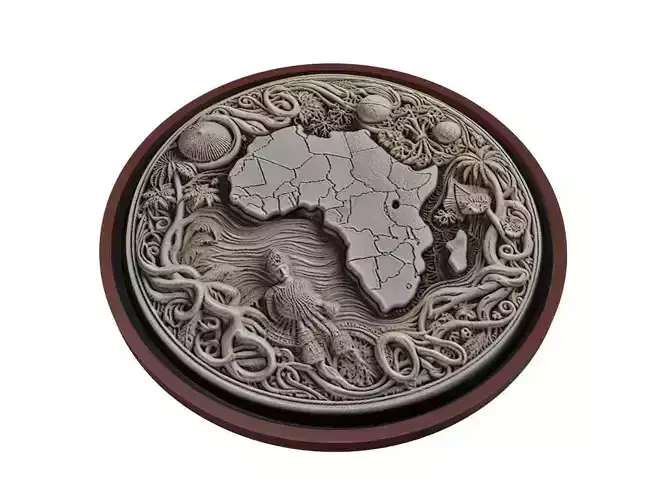 Ivory Coast  Map Medallion Relief