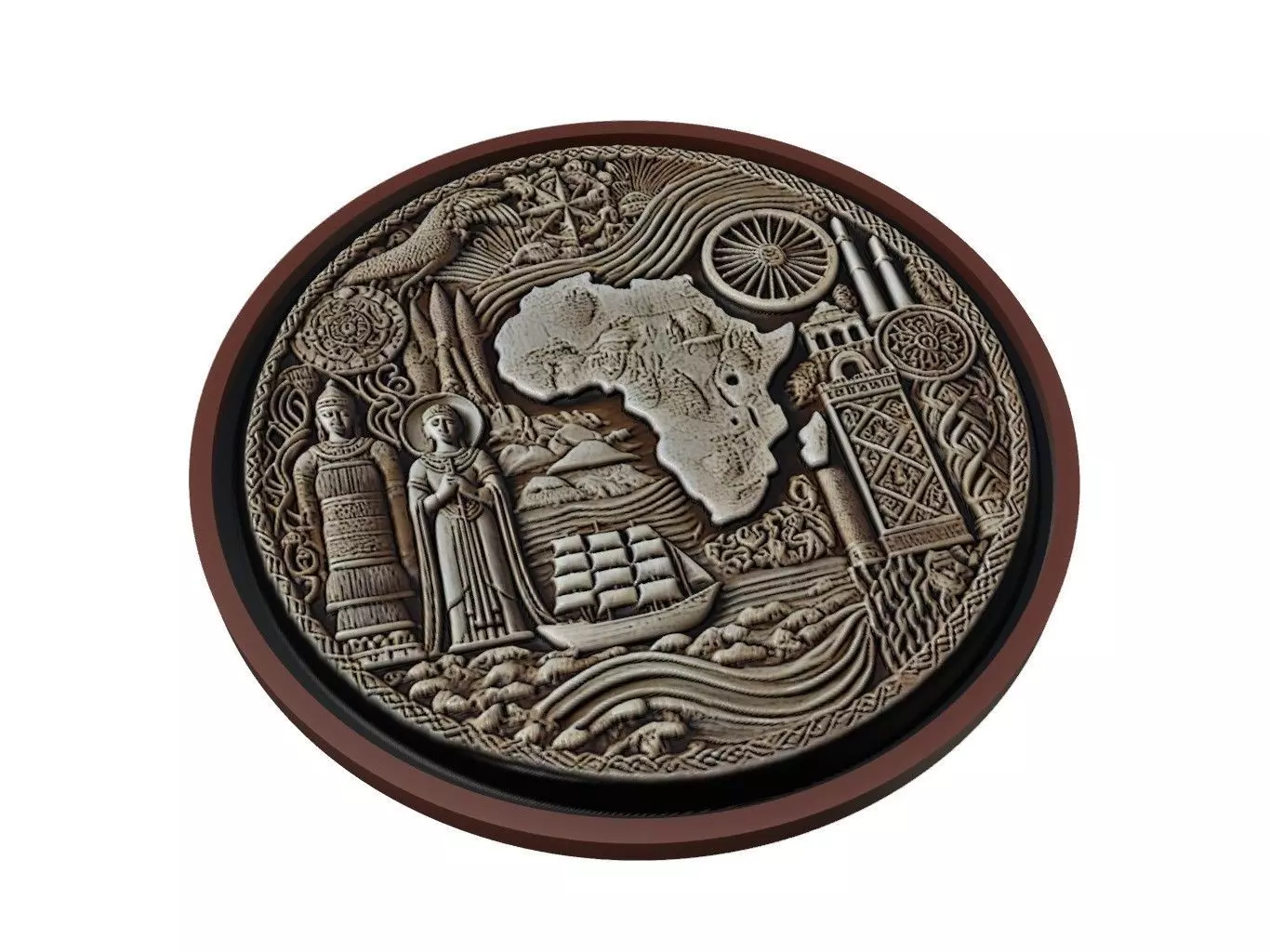 Ivory Coast  Map Medallion Relief 3D print model_0