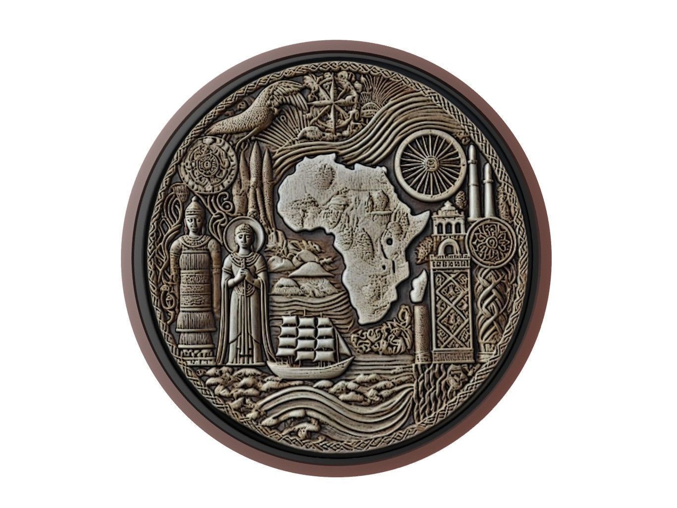 Ivory Coast  Map Medallion Relief 3D print model_1