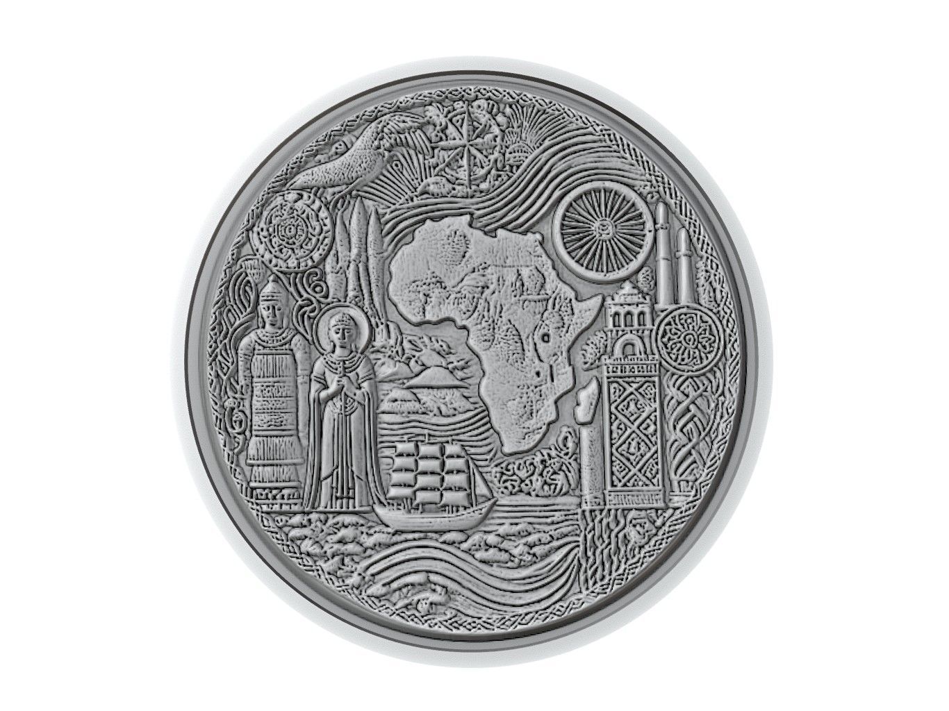 Ivory Coast  Map Medallion Relief 3D print model_3