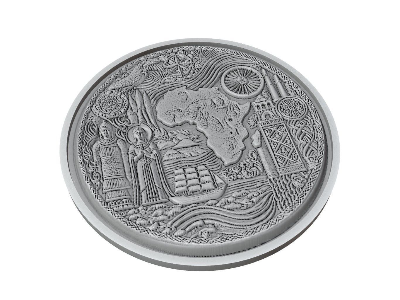 Ivory Coast  Map Medallion Relief 3D print model_2