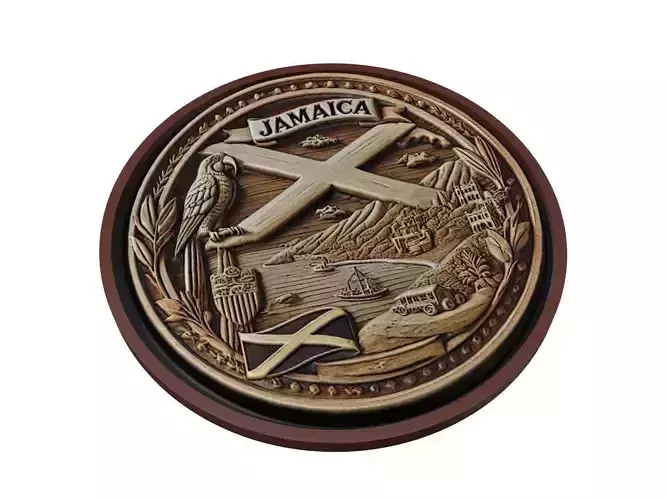 Jamaica Map Medallion Relief 3D print model