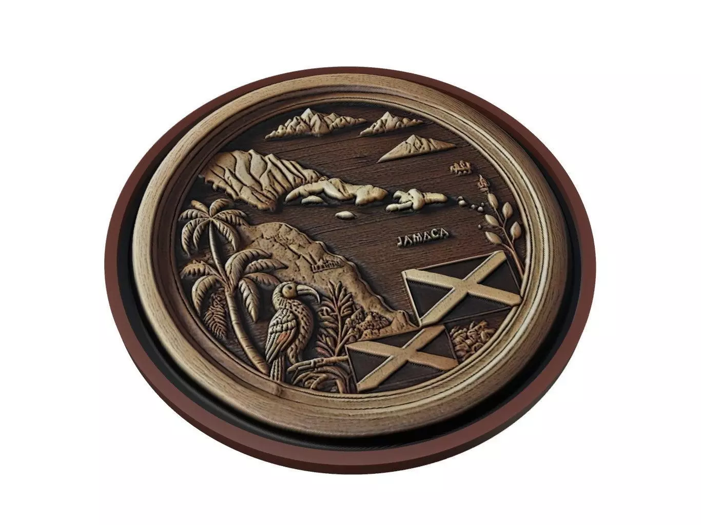 Jamaica Map Medallion Relief 3D print model