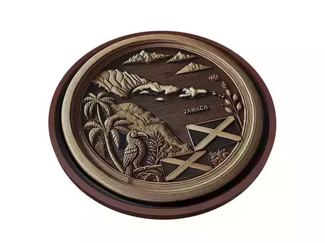 Jamaica Map Medallion Relief 3D print model