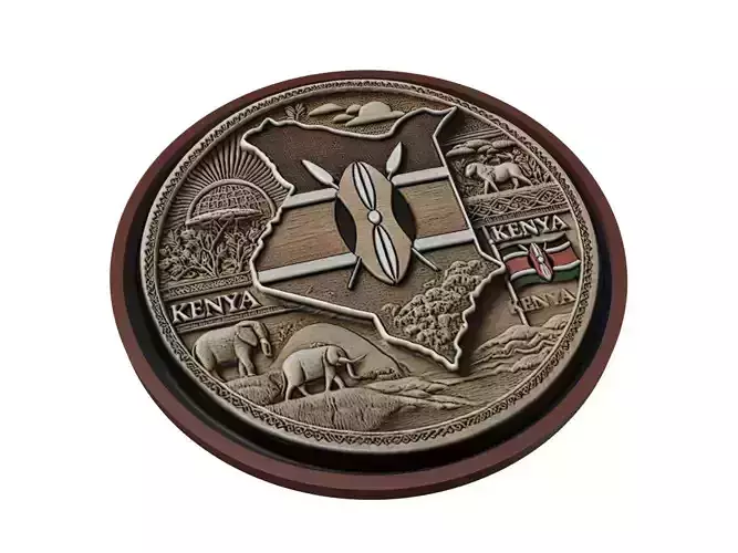 Kenya Map Medallion Relief