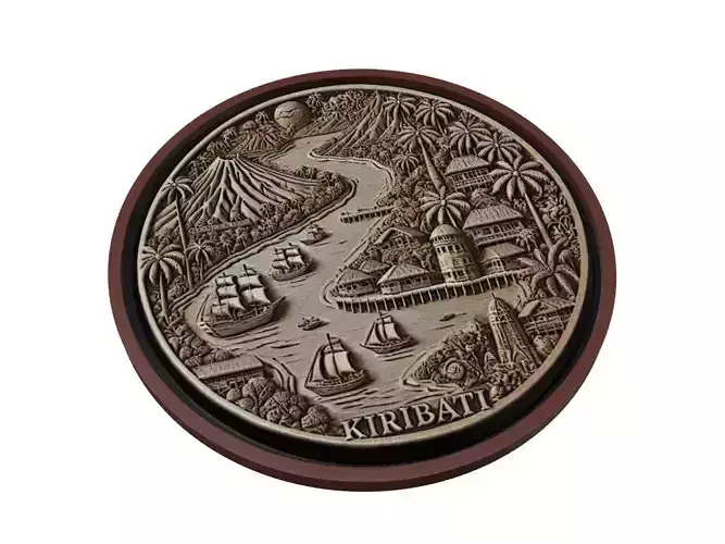 Kiribati Map Medallion Relief