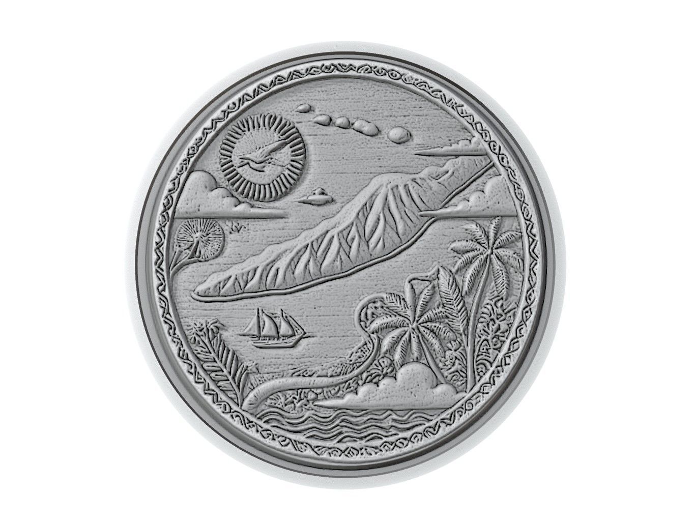 Kiribati Map Medallion Relief 3D print model_3