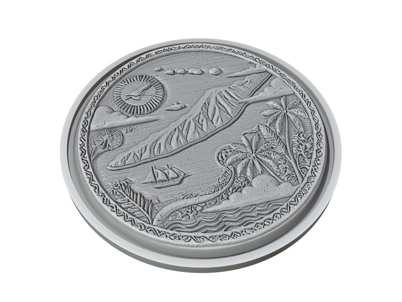 Kiribati Map Medallion Relief 3D print model_2