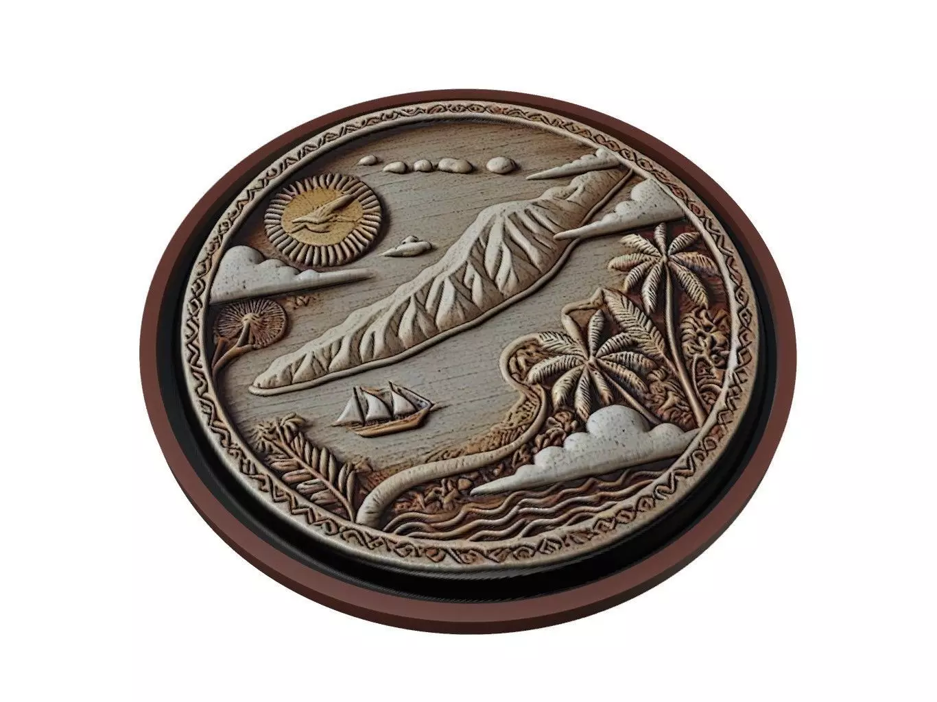 Kiribati Map Medallion Relief 3D print model_0