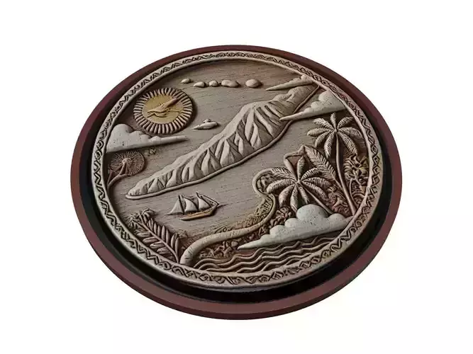 Kiribati Map Medallion Relief