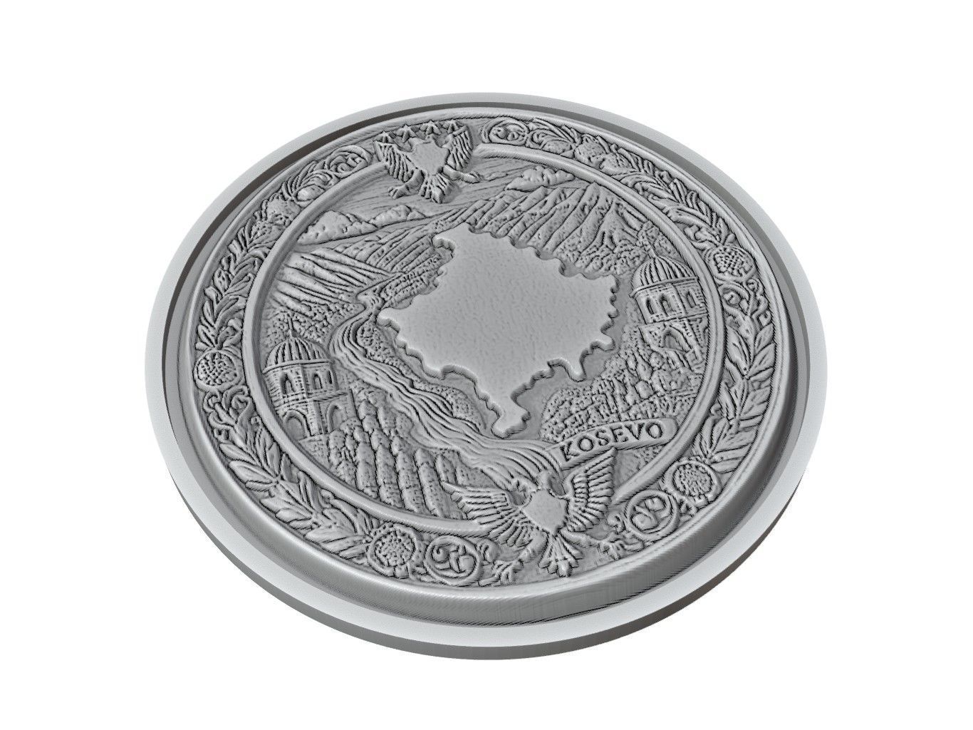 Kosovo Map Medallion Relief 3D print model_2