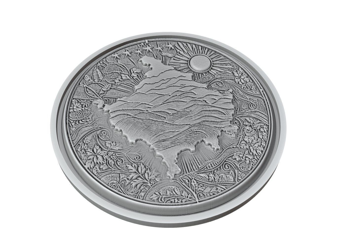 Kosovo Map Medallion Relief 3D print model_2