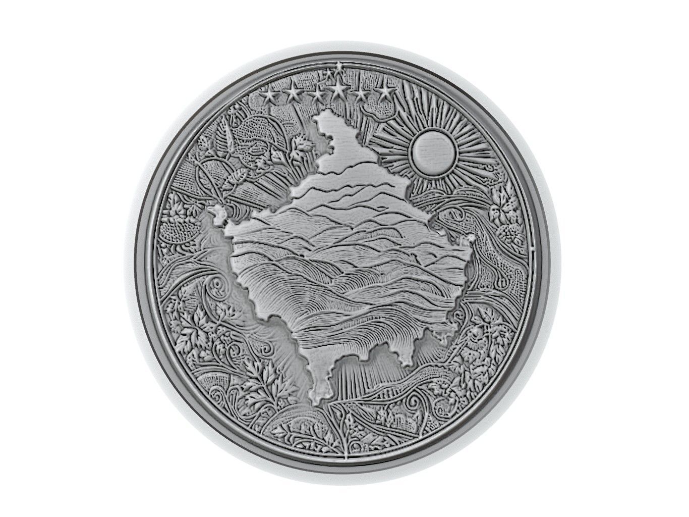 Kosovo Map Medallion Relief 3D print model_3