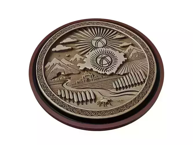 Kyrgyzstan Map Medallion Relief