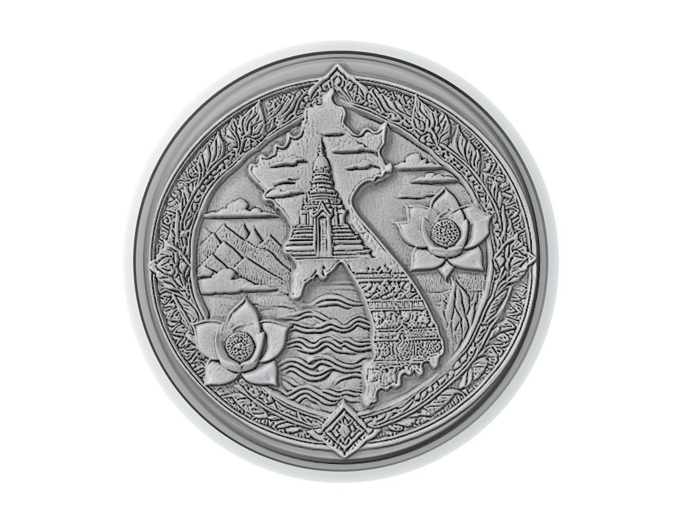 Laos Map Medallion Relief 3D print model_3