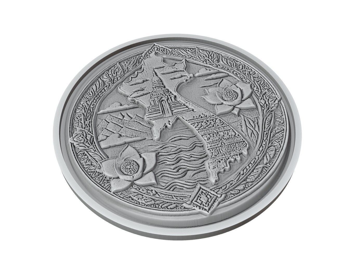 Laos Map Medallion Relief 3D print model_2