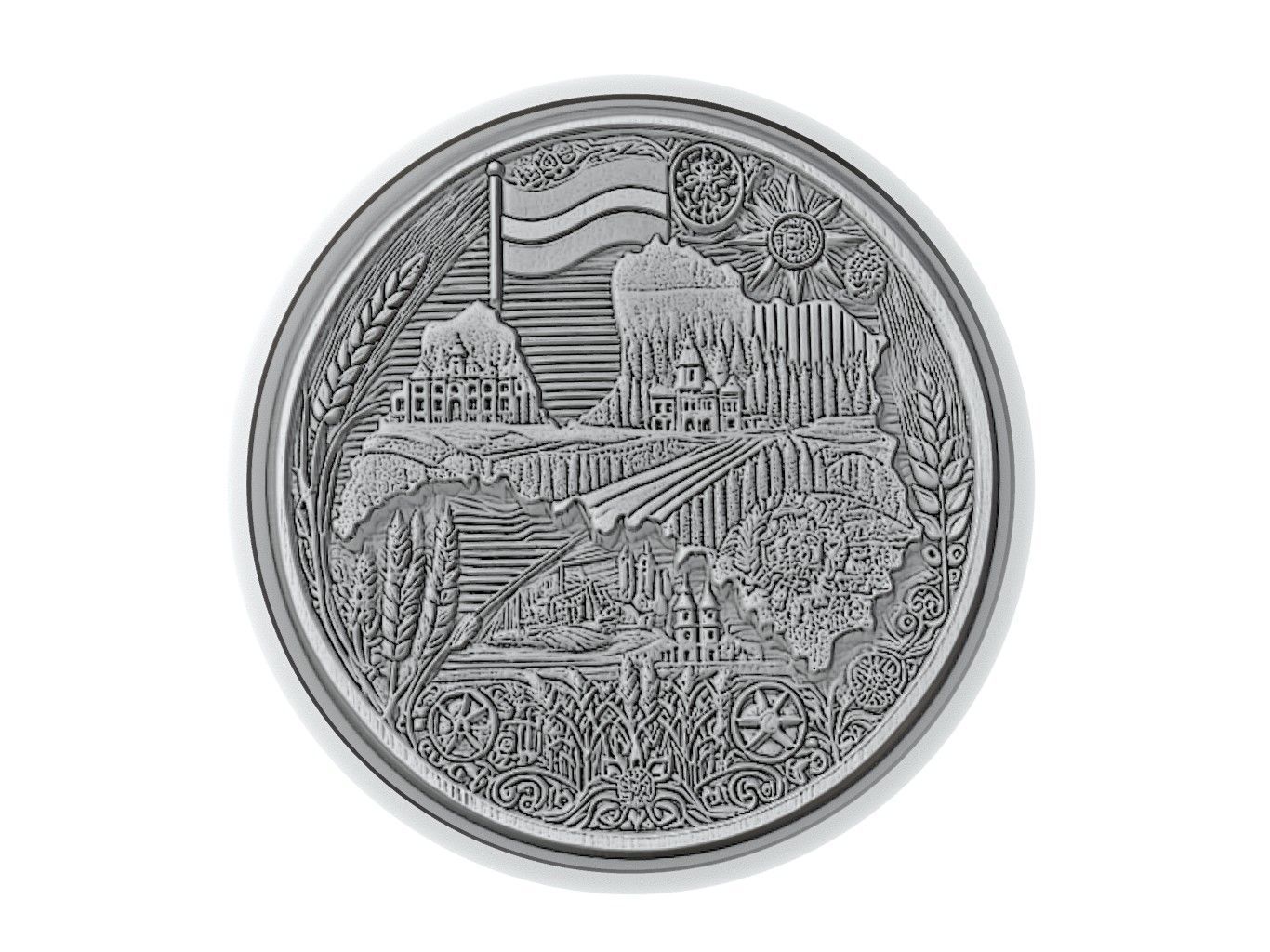 Latvia Map Medallion Relief 3D print model_3