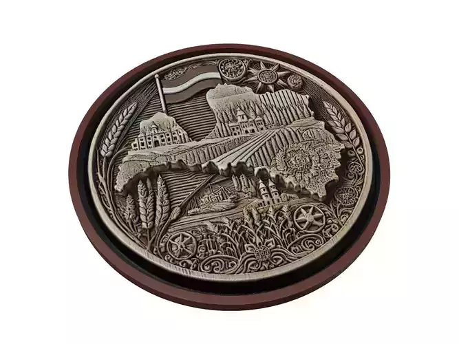 Latvia Map Medallion Relief