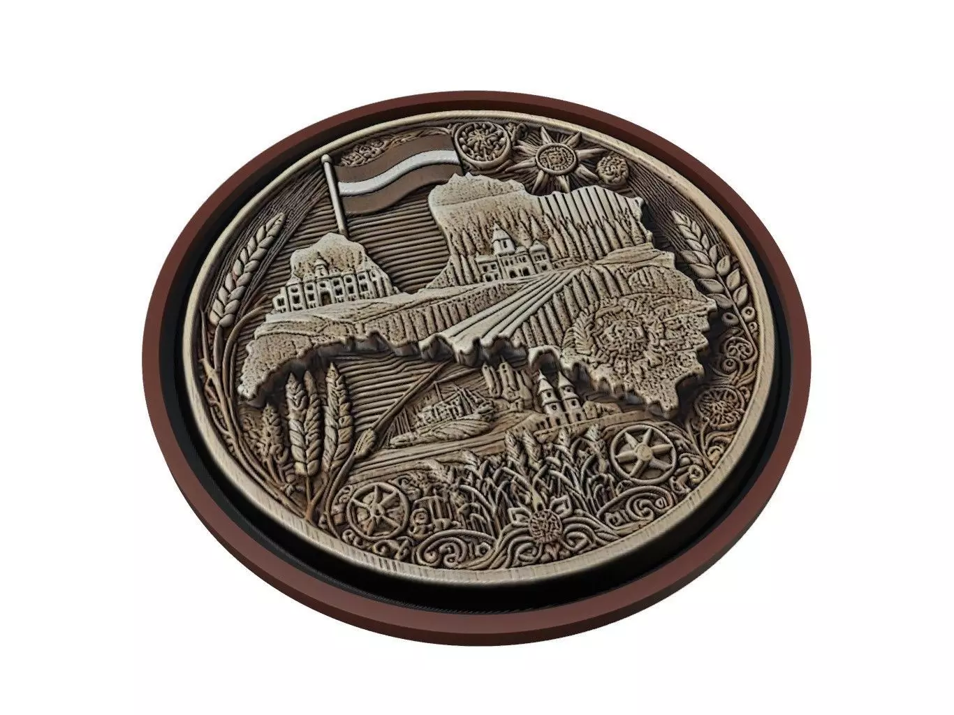 Latvia Map Medallion Relief 3D print model_0