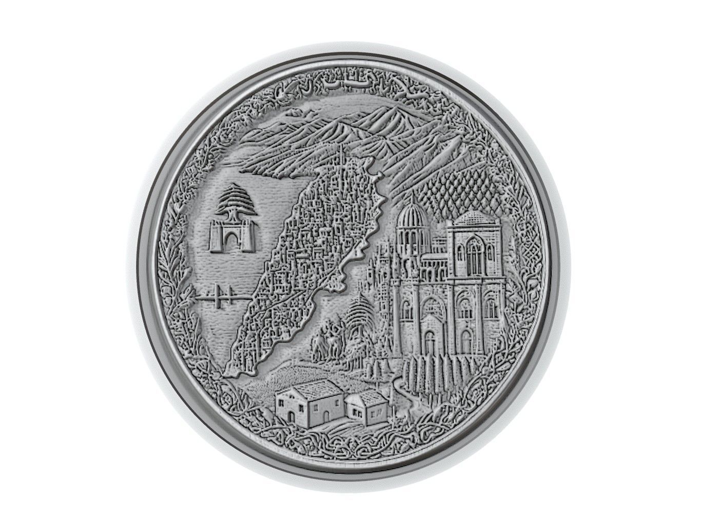 Lebanon Map Medallion Relief 3D print model_3