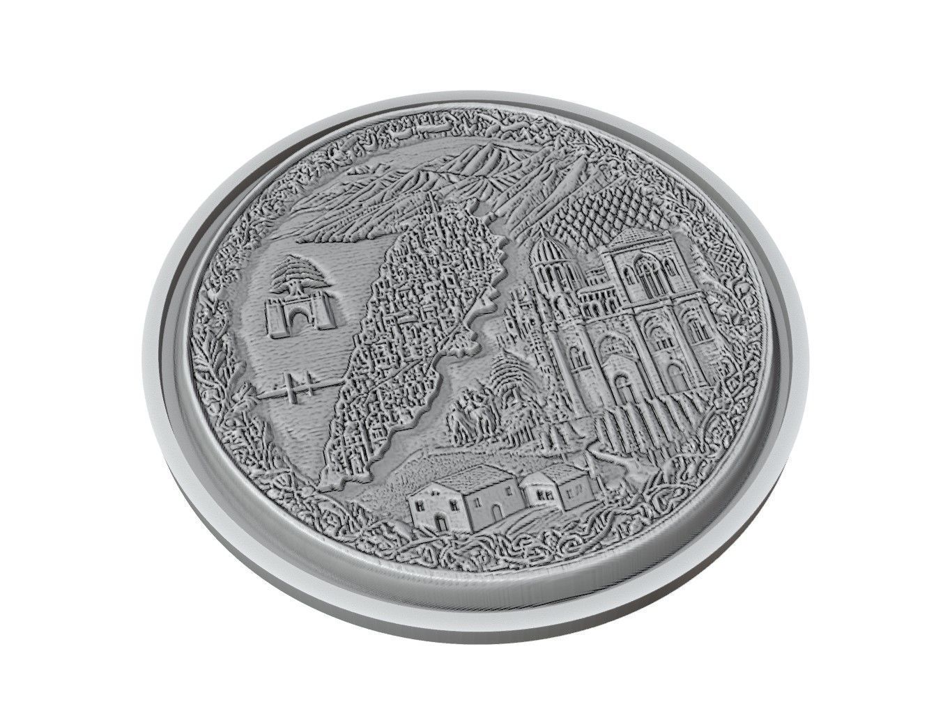 Lebanon Map Medallion Relief 3D print model_2