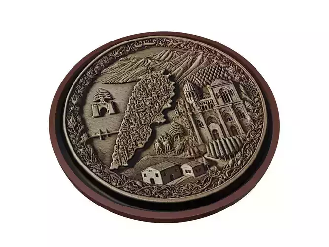 Lebanon Map Medallion Relief