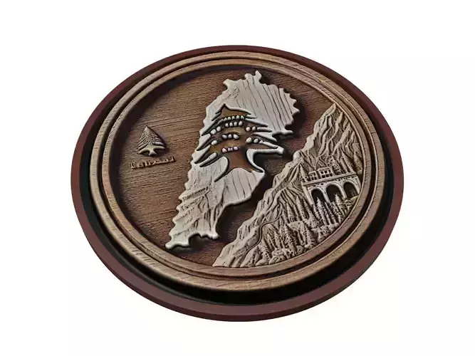 Lebanon Map Medallion Relief