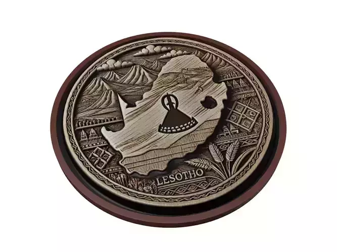 Lesotho Map Medallion Relief