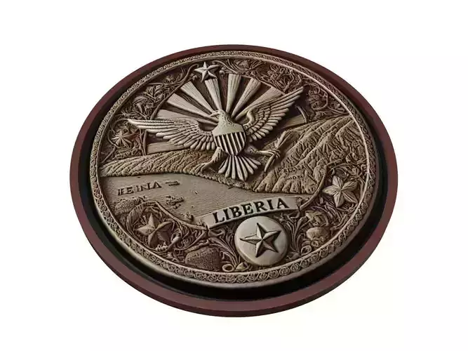 Liberia Map Medallion Relief 3D print model