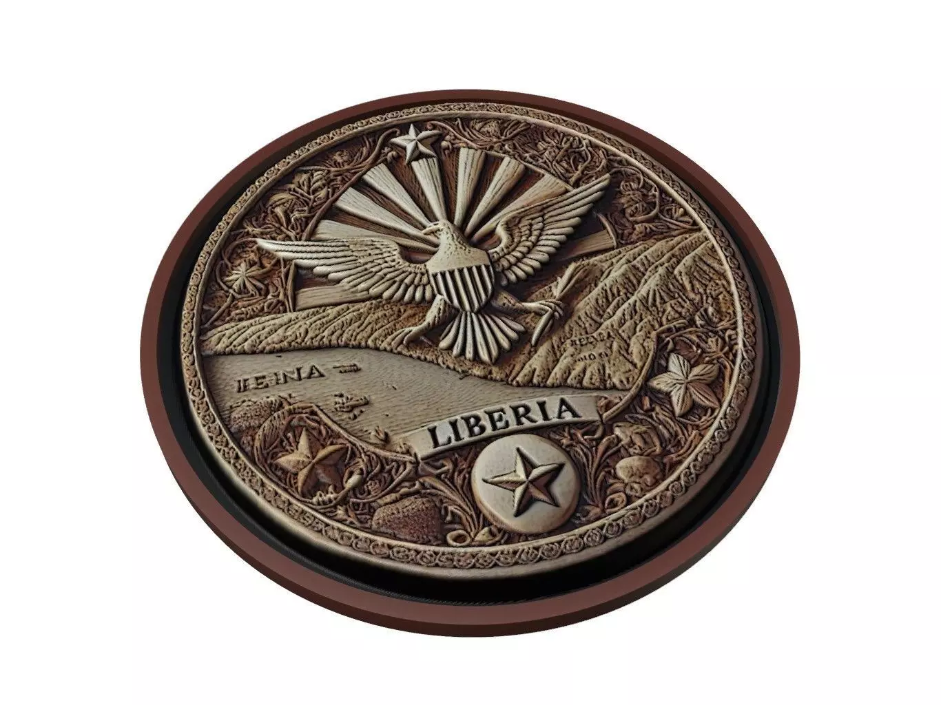 Liberia Map Medallion Relief 3D print model