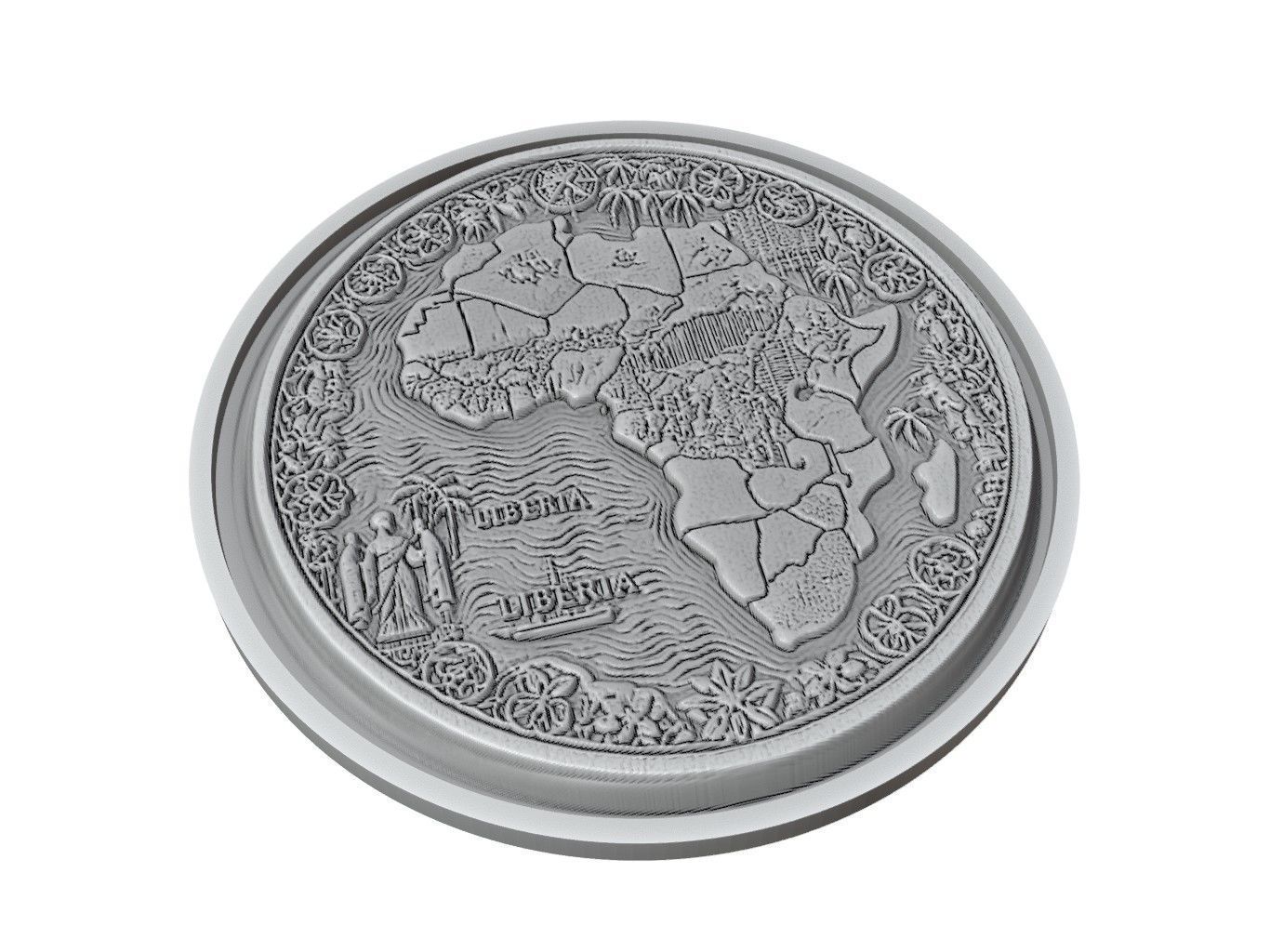 Liberia Map Medallion Relief 3D print model_2