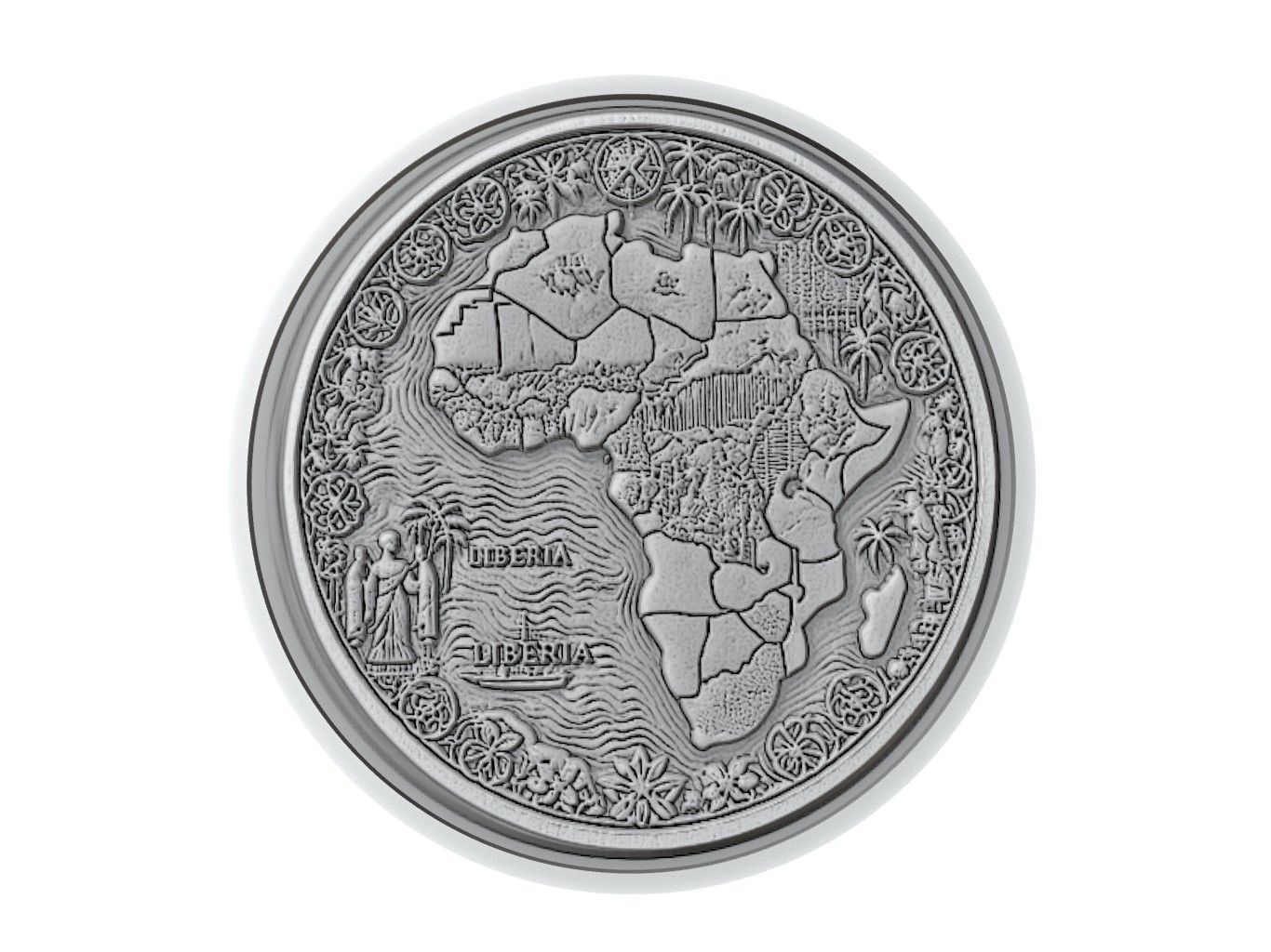 Liberia Map Medallion Relief 3D print model_3