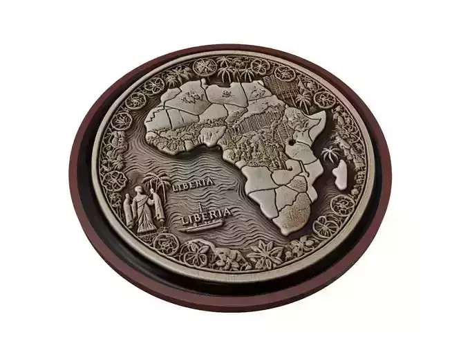 Liberia Map Medallion Relief 3D print model