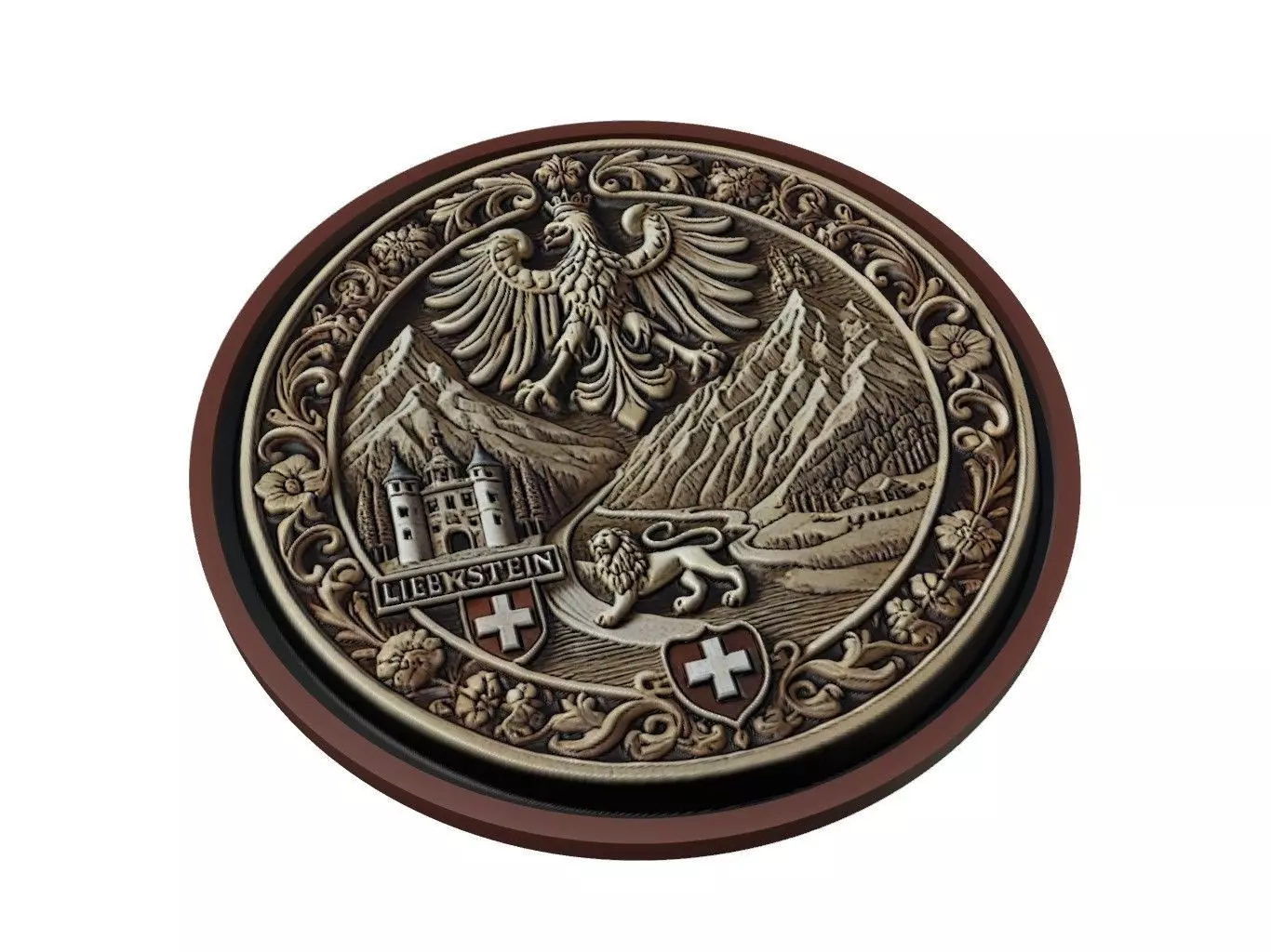 Liechtenstein Map Medallion Relief 3D print model
