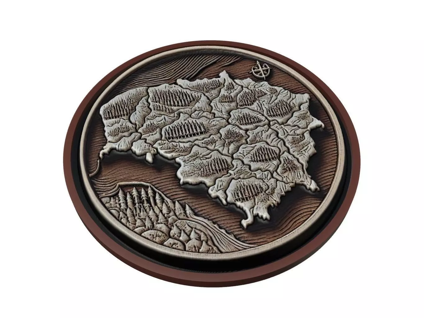 Lithuania Map Medallion Relief 3D print model