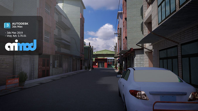 Tw Street T Intersection 02 3D model 3