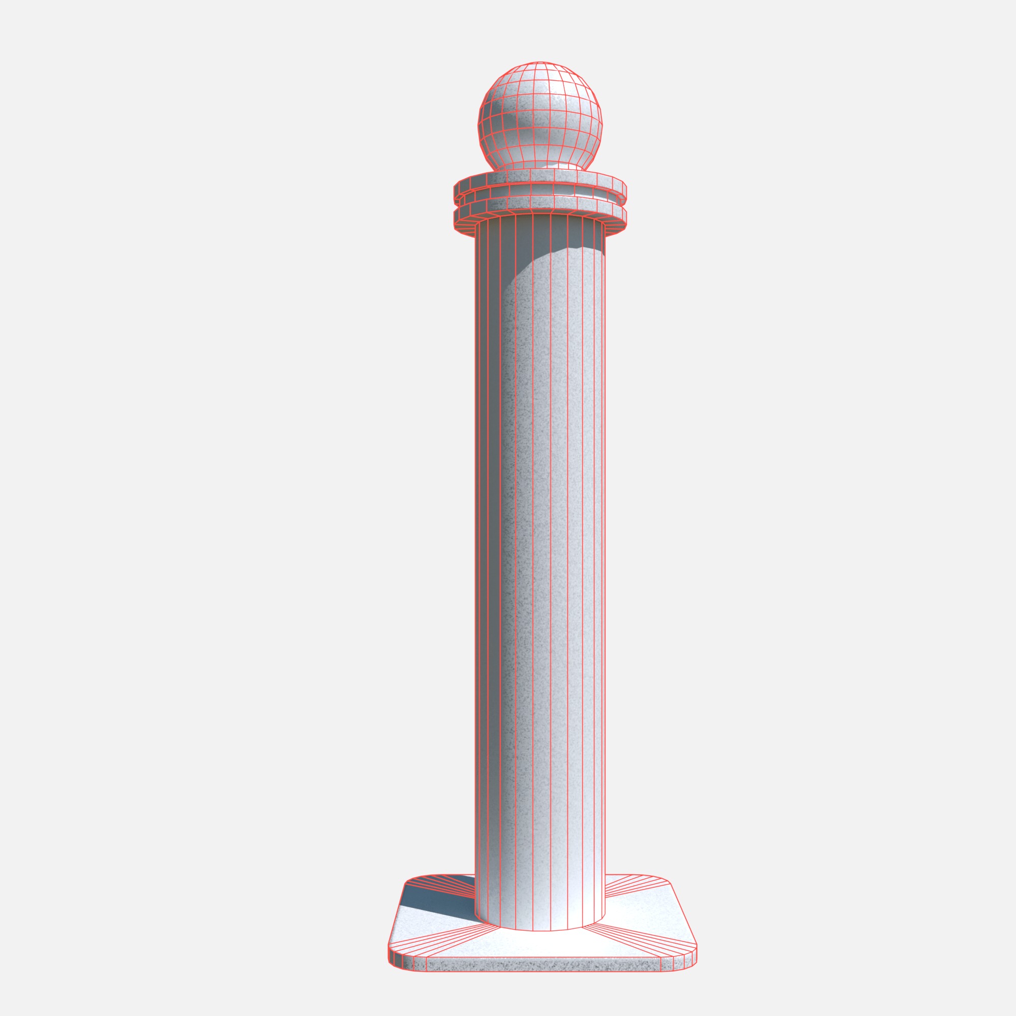 Metal road pole 100 cm Low-poly 3D model_6