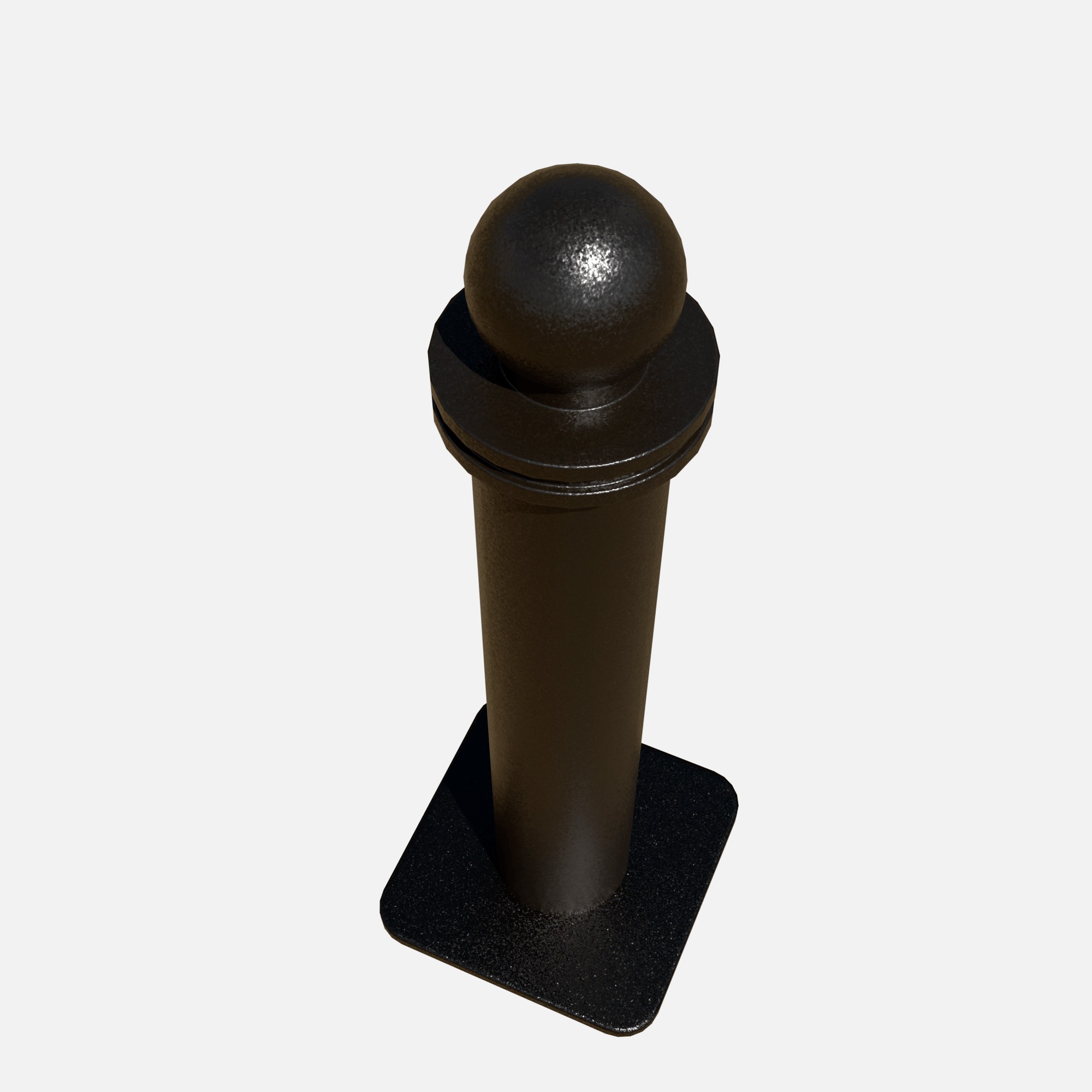 Metal road pole 100 cm Low-poly 3D model_2