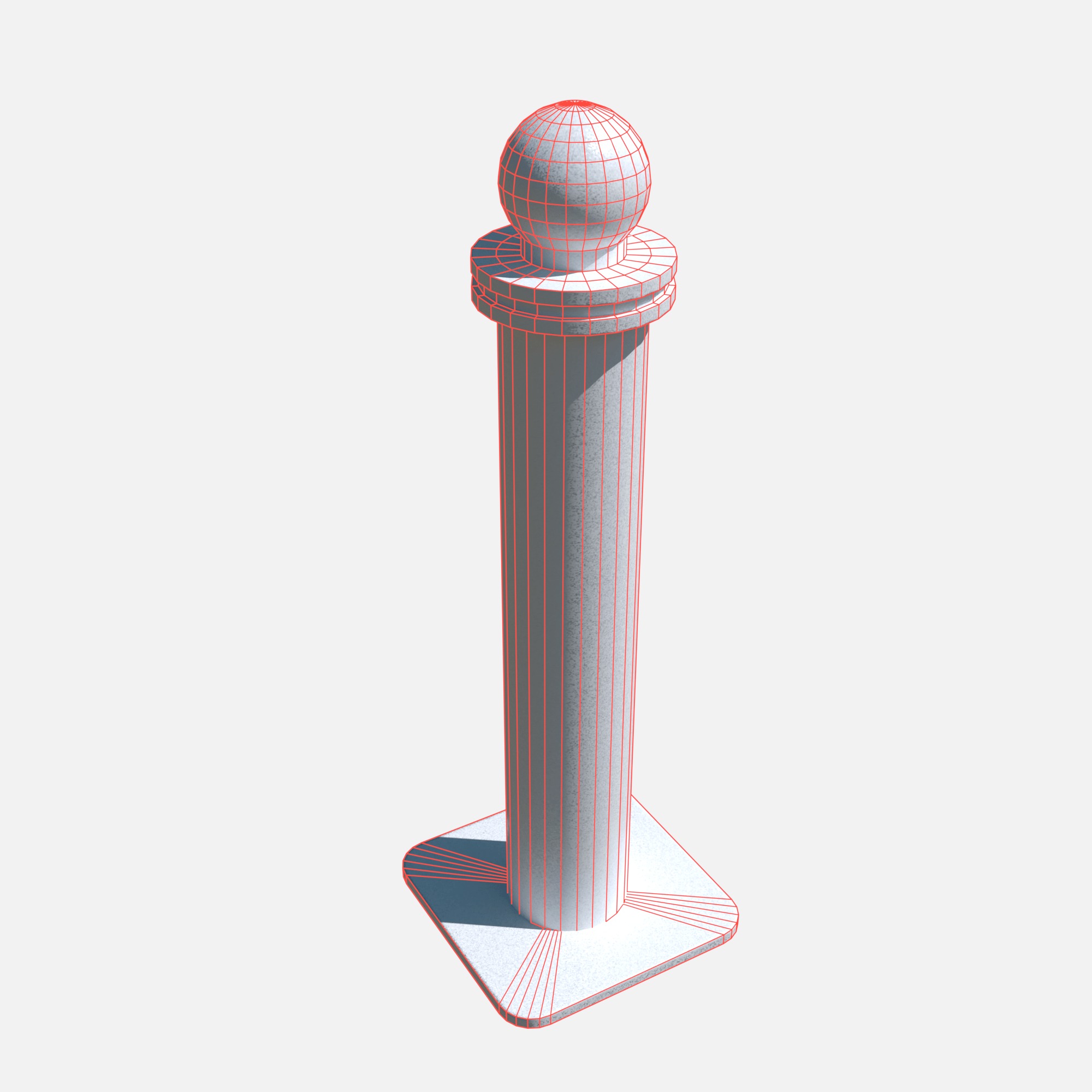 Metal road pole 100 cm Low-poly 3D model_5