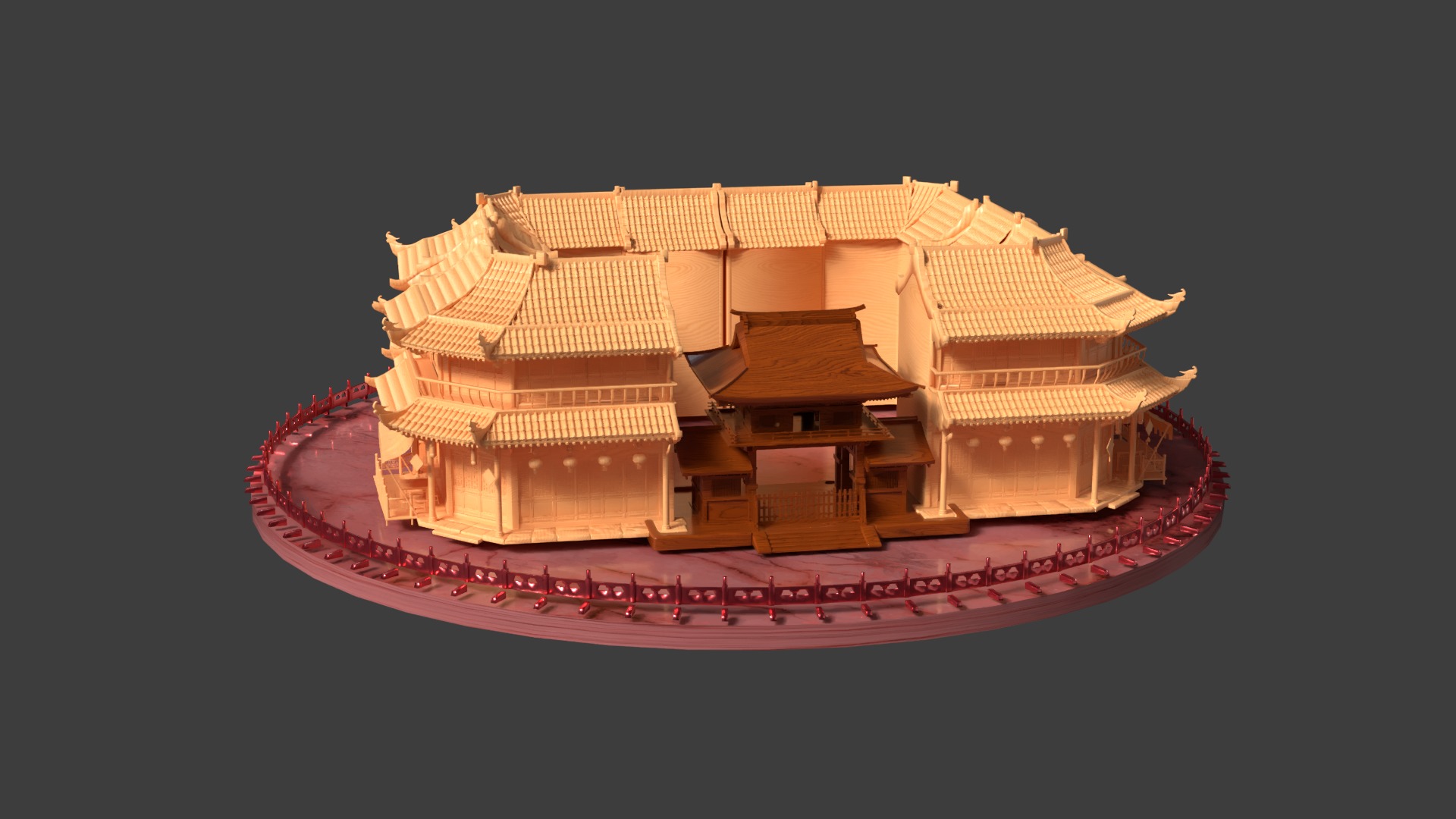 Chinese wooden ancient house 3D model_2