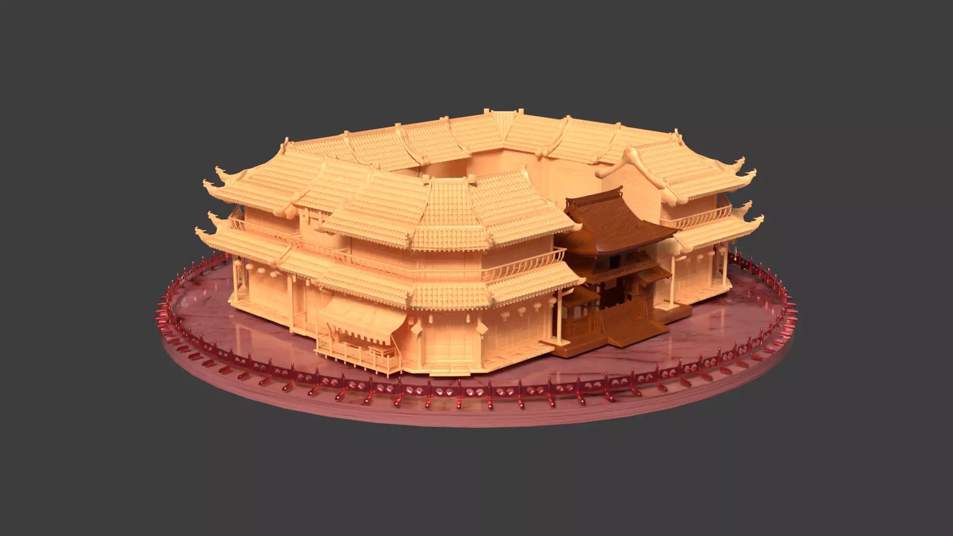 Chinese wooden ancient house 3D model_0