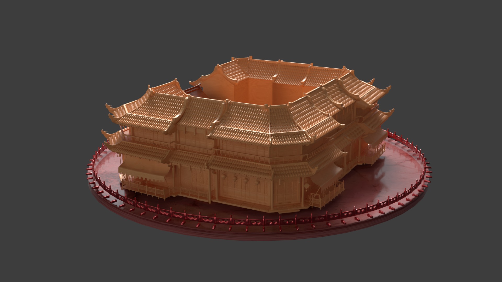Chinese wooden ancient house 3D model_4