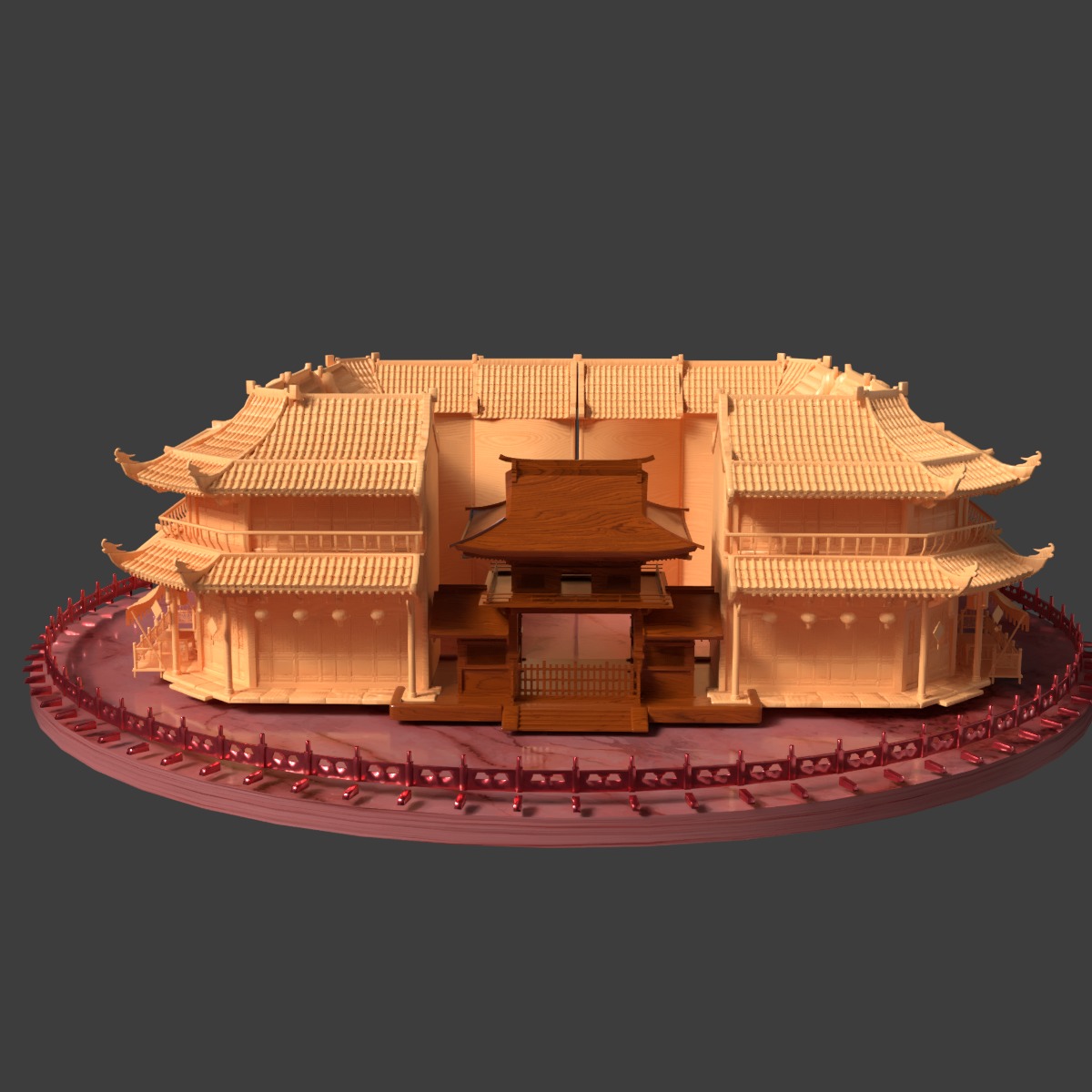 Chinese wooden ancient house 3D model_6