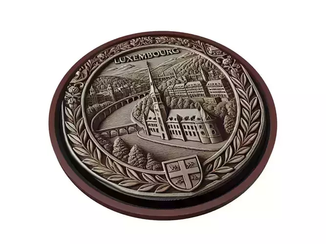 Luxembourg Map Medallion Relief