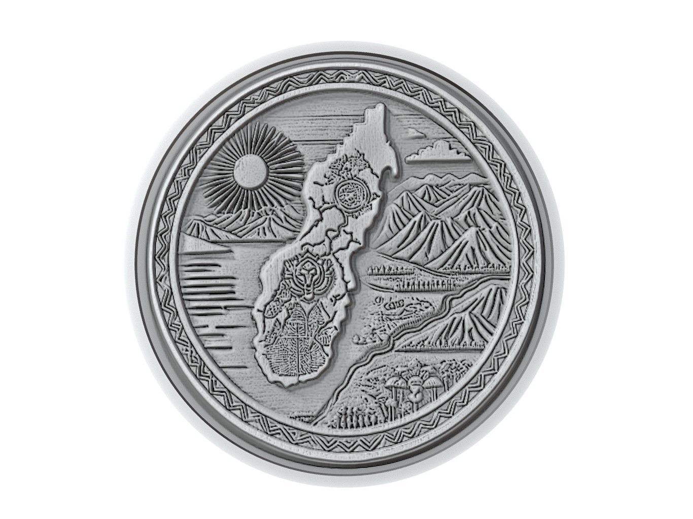 Madagascar Map Medallion Relief 3D print model_3