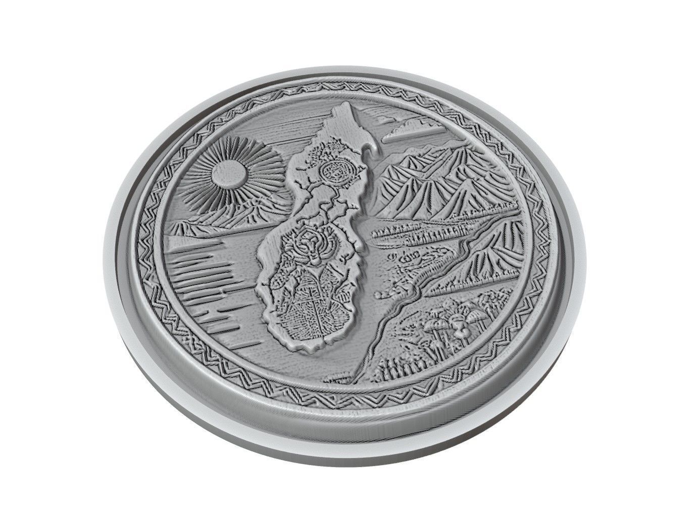 Madagascar Map Medallion Relief 3D print model_2